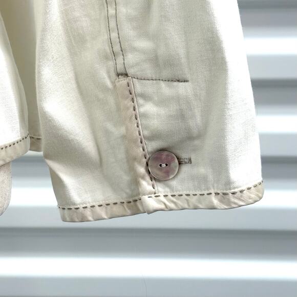 Sigrid Olsen Jacket, Cream Full Zip Blazer, Satin Trim, Women’s Size 14 - Picture 5 of 7